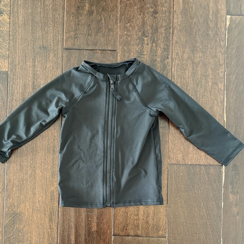 Cat & Jack Gender Neutral Black Zip Swim Rashguard